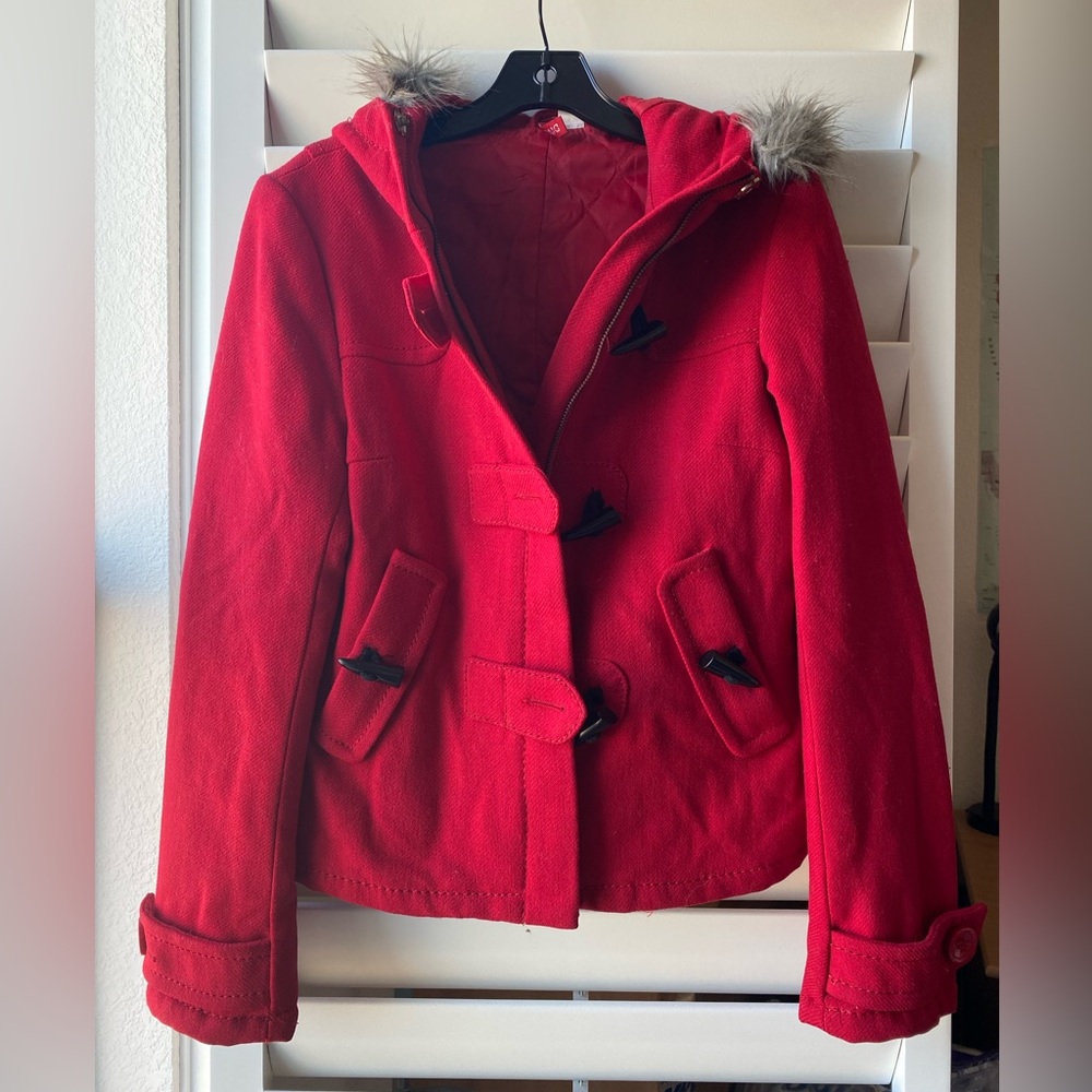 H&M red peacoat size 6